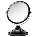 Espelho de aumento para maquiagem, redondo, de mesa, preto, isolado em fundo transparente. #blackmatte