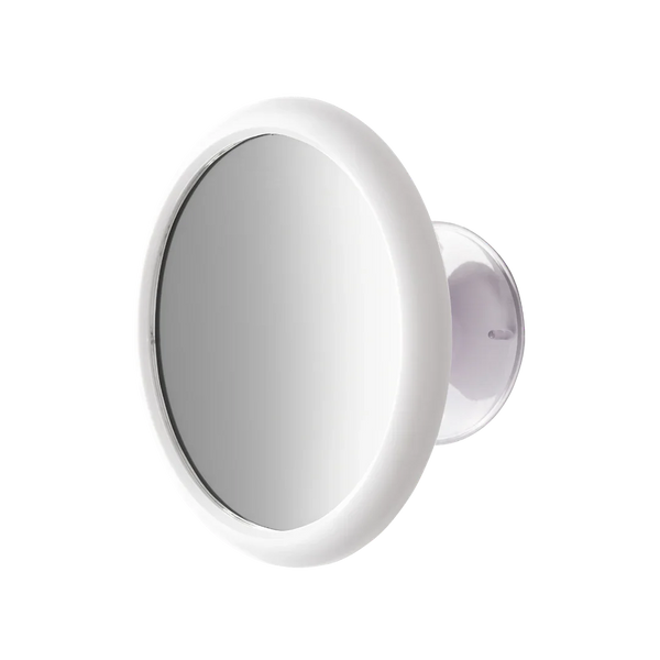 Espelho de aumento com ventosa fixadora Vide (cor branca), ideal para auxiliar sua visão na hora de se barbear. 