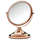 Espelho de aumento para maquiagem, redondo, de mesa, acabamento red gold, isolado em fundo transparente. #redgold