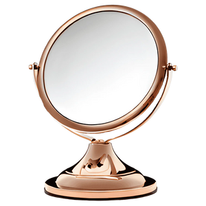 Espelho de aumento para maquiagem, redondo, de mesa, acabamento red gold, isolado em fundo transparente. #redgold