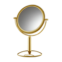 Espelho de aumento para maquiagem, redondo, de mesa, com o acabamento gold, isolado em fundo transparente. #gold