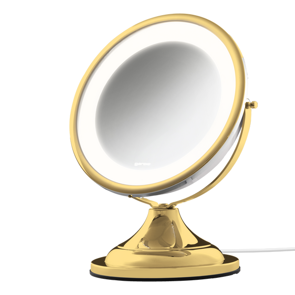Espelho de aumento de mesa com luz LED Gardie Classique Lux gold, luz acesa em 4500K #gold