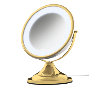 Espelho de aumento de mesa com luz LED Gardie Classique Lux gold, luz acesa em 6000K #gold