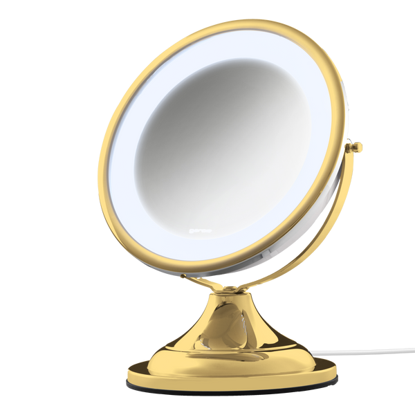 Espelho de aumento de mesa com luz LED Gardie Classique Lux gold, luz acesa em 6000K #gold