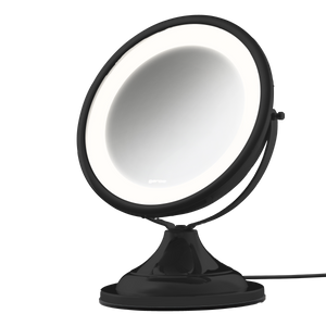 Espelho de aumento de mesa com luz LED Gardie Classique Lux matte black, luz acesa em 4500K #matteblack