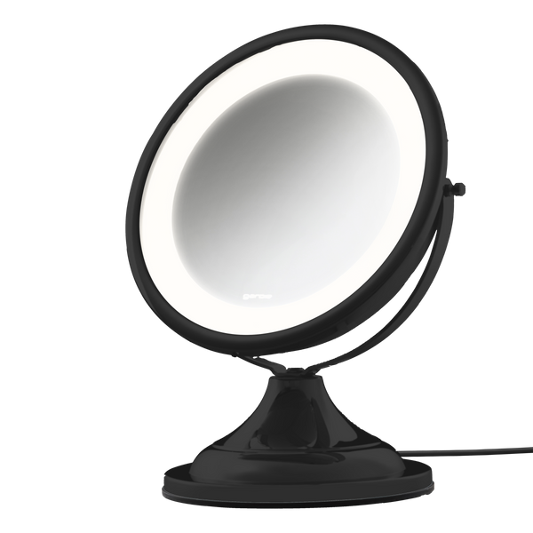 Espelho de aumento de mesa com luz LED Gardie Classique Lux matte black, luz acesa em 4500K #matteblack