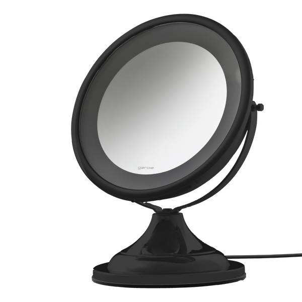Espelho de aumento de mesa com luz LED Gardie Classique Lux matte black, luz apagada #matteblack