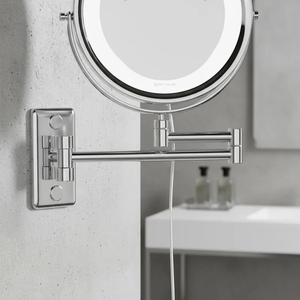 Espelho de aumento de parede com LED Mobile Lux cromado Gardie - braco articulado